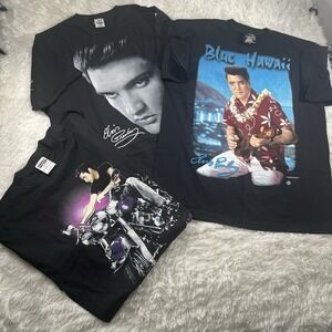 Vintage Elvis Presley Shirt LOT OF 3 Size XL King Of Rock Music 90s‎ Rare